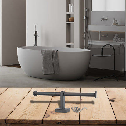 Stainless Steel Toilet Roll Holder Double Ring Toilet Paper Holder Wall Black Smile Home.