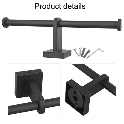 Stainless Steel Toilet Roll Holder Double Ring Toilet Paper Holder Wall Black Smile Home.