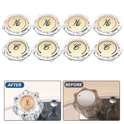 8Pcs Faucet Index Buttons Hot And Cold Sink Shower Knobs Handle Sign Stickers Smile Home.
