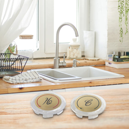 8Pcs Faucet Index Buttons Hot And Cold Sink Shower Knobs Handle Sign Stickers Smile Home.