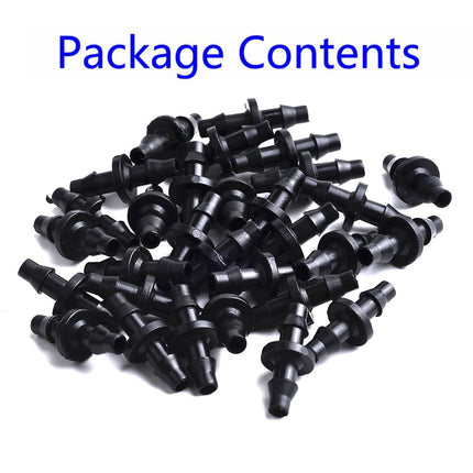 New 100Pc 1/4 Barbed Connector Double Way For 4/7Mm Garden Drip Irrigation Hose Smile Home.