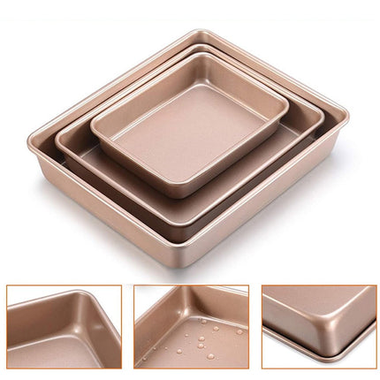 2-Pack Carbon Steel Baking Trays For Oven Rectangular Non-Stick Flat Bottom Baking Sheets For Cookies Cakes Roasting Vegetables Rose Gold B.