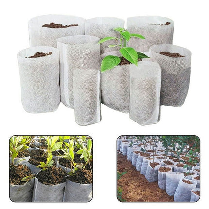100Pcs White Non-Woven Fabric Plant Grow Bags For Seedlings Flowers Vegetables - Biodegradable Nursery Pots In 6 Sizes From 10X12Cm To 24X27Cm - Breathable Garden Planting Containers 12X15Cm Folding.