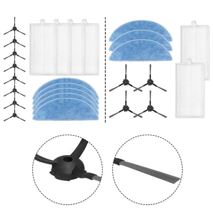 Ecovacs Y1 Pro Robot Vacuum Cleaner Replacement Parts Kit With 4 Filters 5 Mop Cloths 8 Side Brushes For Yeedi Y1 Pro Accessories A.