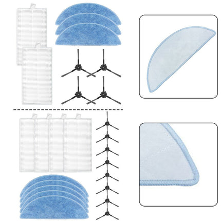 Ecovacs Y1 Pro Robot Vacuum Cleaner Replacement Parts Kit With 4 Filters 5 Mop Cloths 8 Side Brushes For Yeedi Y1 Pro Accessories A B.