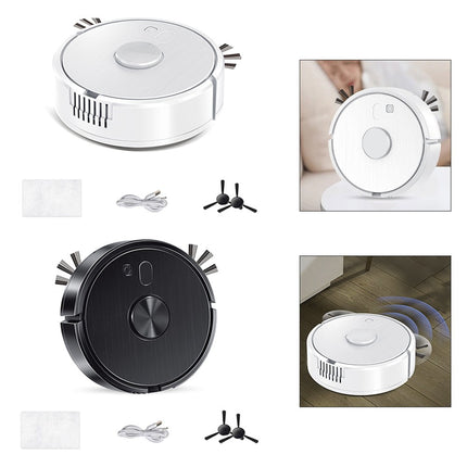 Smart Robot Vacuum Cleaner With Self-Charging App Control Multiple Cleaning Modes For Home Floors White Or Black Black black.