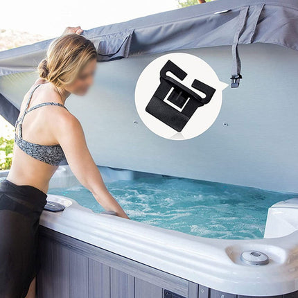 4 Set Spa Cover Latch Replacement Kit With Slots - Includes 4 Latches Tracks Keys & Screws For Hot Tub Cover Repair - Black Plastic.