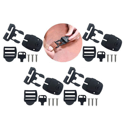 4 Set Spa Cover Latch Replacement Kit With Slots - Includes 4 Latches Tracks Keys & Screws For Hot Tub Cover Repair - Black Plastic.