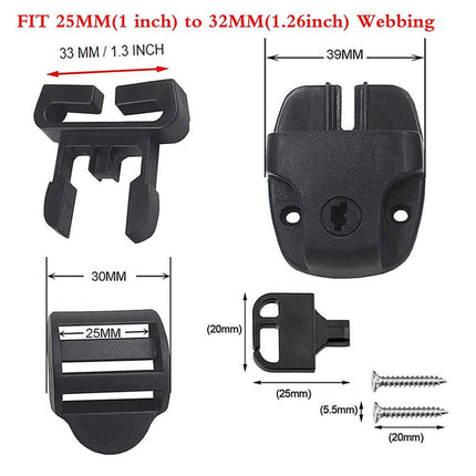 4 Set Spa Cover Latch Replacement Kit With Slots - Includes 4 Latches Tracks Keys & Screws For Hot Tub Cover Repair - Black Plastic.