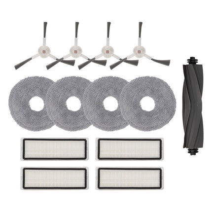 Robotic Vacuum Cleaner Parts Kit For L10 & L10S Pro - Main Brush 4 Side Brushes 4 Filters & 4 Mop Cloths Replacement Accessories.