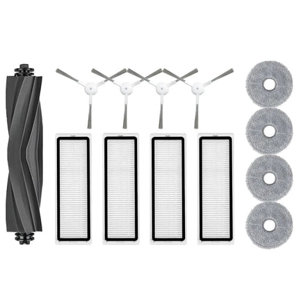Robotic Vacuum Cleaner Parts Kit For L10 & L10S Pro - Main Brush 4 Side Brushes 4 Filters & 4 Mop Cloths Replacement Accessories.