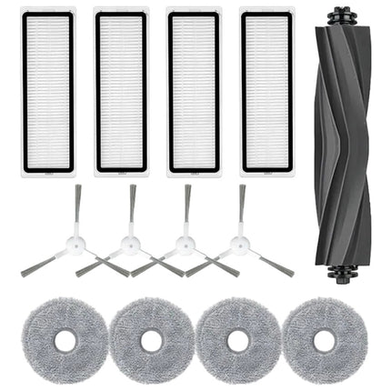 Robotic Vacuum Cleaner Parts Kit For L10 & L10S Pro - Main Brush 4 Side Brushes 4 Filters & 4 Mop Cloths Replacement Accessories.