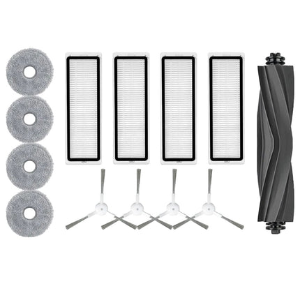 Robotic Vacuum Cleaner Parts Kit For L10 & L10S Pro - Main Brush 4 Side Brushes 4 Filters & 4 Mop Cloths Replacement Accessories.