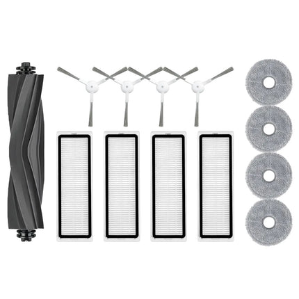 Robotic Vacuum Cleaner Parts Kit For L10 & L10S Pro - Main Brush 4 Side Brushes 4 Filters & 4 Mop Cloths Replacement Accessories.