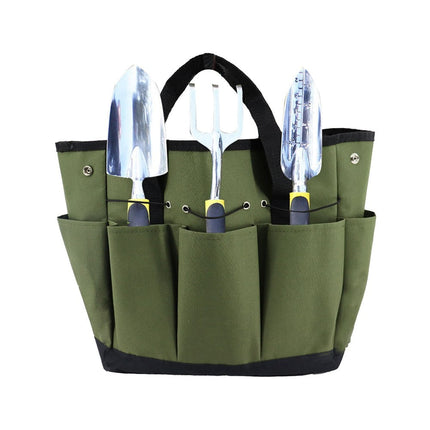 Garden Tool Bag With 9 Pockets Sturdy Oxford Cloth Gardening Tote Organizer For Home Yard Lawn 34W X 17D X 30H Cm Army Green Black Gray Green.