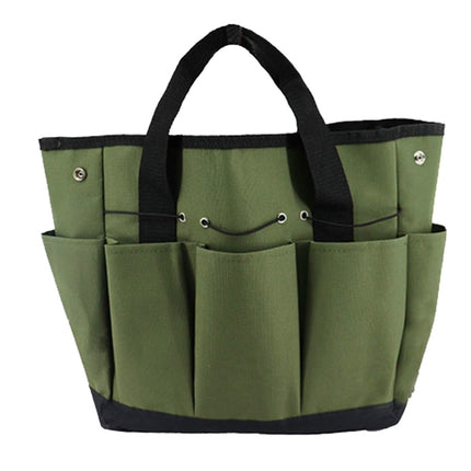 Garden Tool Bag With 9 Pockets Sturdy Oxford Cloth Gardening Tote Organizer For Home Yard Lawn 34W X 17D X 30H Cm Army Green Black Gray Green.