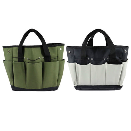 Garden Tool Bag With 9 Pockets Sturdy Oxford Cloth Gardening Tote Organizer For Home Yard Lawn 34W X 17D X 30H Cm Army Green Black Gray Green.