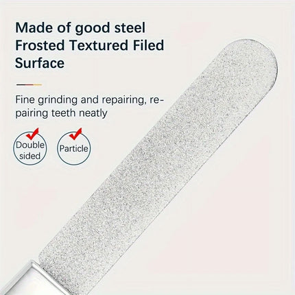 2-in-1 Stainless Steel Nail and Tooth File Set - Double-Sided Polishing Tool with Diamond Polishing Strips and Multi-Purpose Fine Grinding Tool, 2-Pack.