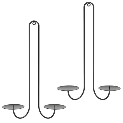 2 pc Wall Mounted Hanging Candle Holder Candlestick Sconces Black Wall Decor.