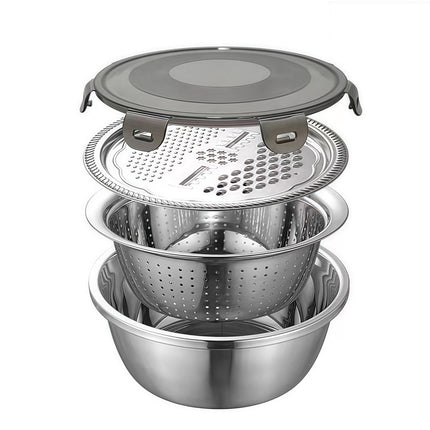 4 Pcs Kitchen Mixing Bowls with Grater Lid Stainless Steel Construction.