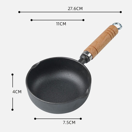 Deepened cast iron oil pouring pan mini pan for hot milk and frying eggs.