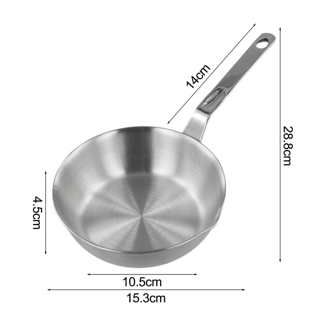 Compact Stainless Steel Sauce Pan Mini Egg Skillet for Easy Cooking and Pouring Suitable for Gas and Induction Stoves S M.