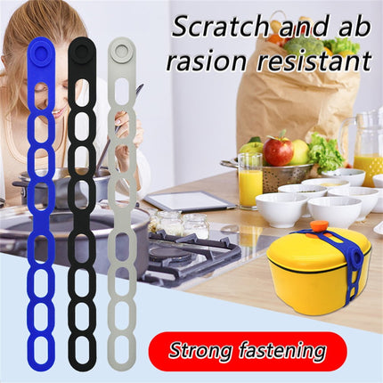 4 Pcs Silicone Latch Strap Tie for Slow Cooker Lid Lunch Box Bundling Organizing Black.