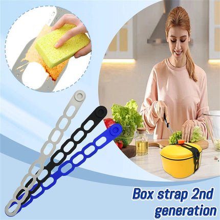 4 Pcs Silicone Latch Strap Tie for Slow Cooker Lid Lunch Box Bundling Organizing Black.