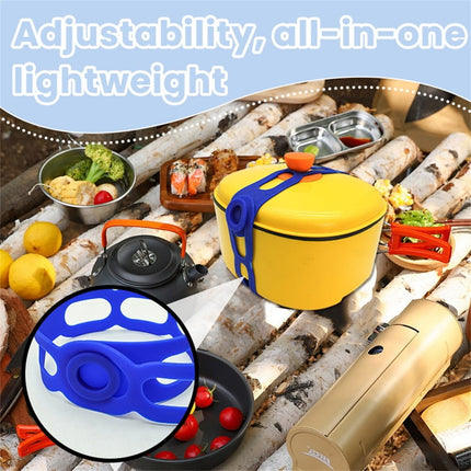 4 Pcs Silicone Latch Strap Tie for Slow Cooker Lid Lunch Box Bundling Organizing Black Blue.