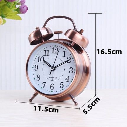 Luolandi 1x Bedside Alarm Clock with Twin Bell Vintage Battery Analogue Quartz Loud Alarm Vronze Copper.