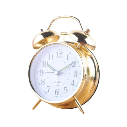 Luolandi 1x Bedside Alarm Clock with Twin Bell Vintage Battery Analogue Quartz Loud Alarm Vronze Gold.