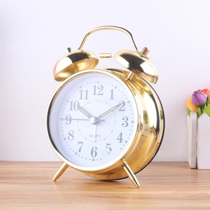 Luolandi 1x Bedside Alarm Clock with Twin Bell Vintage Battery Analogue Quartz Loud Alarm Vronze Gold.