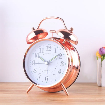 Luolandi 1x Bedside Alarm Clock with Twin Bell Vintage Battery Analogue Quartz Loud Alarm Vronze Gold.