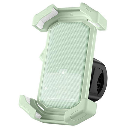 Adjustable Motorcycle Phone Holder With Silicone Protection For Secure Locking Green.