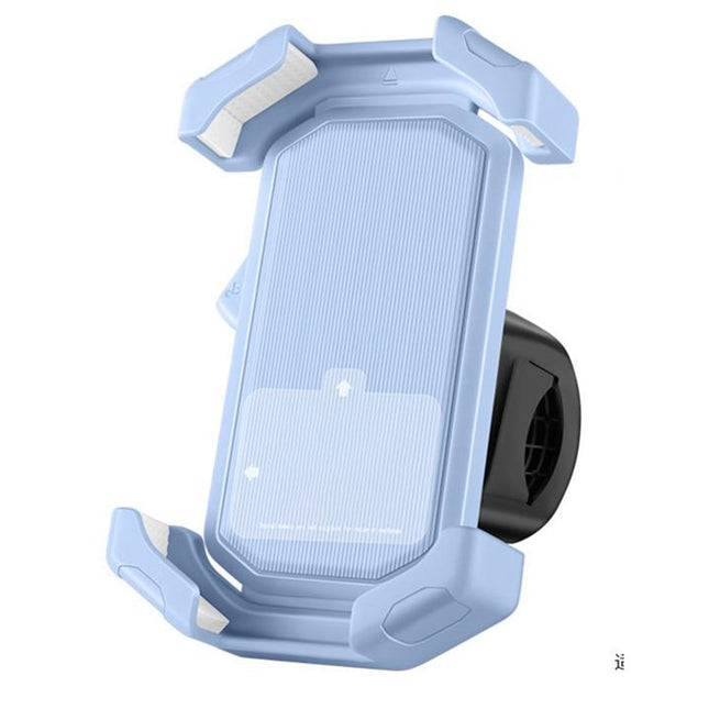 Adjustable Motorcycle Phone Holder With Silicone Protection For Secure Locking Light blue.