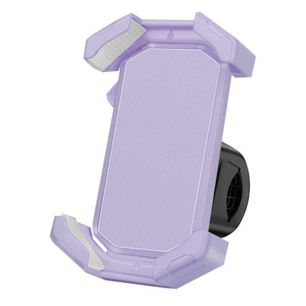 Adjustable Motorcycle Phone Holder With Silicone Protection For Secure Locking Purple.