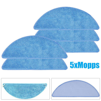 5Pcs Mop Cloth Mopping Cloths For Tesvor M1 S6 S4 Vacuum Cleaner Washable Replacement Mops Pad Sweeping Parts Sweeper Cleaning As Shown.