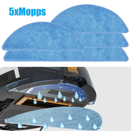 5Pcs Mop Cloth Mopping Cloths For Tesvor M1 S6 S4 Vacuum Cleaner Washable Replacement Mops Pad Sweeping Parts Sweeper Cleaning As Shown.