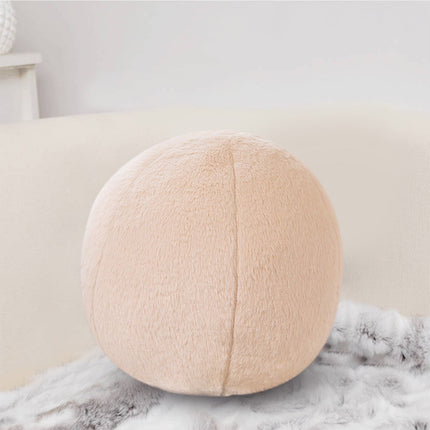 11.8 inch Ball Pillow Nordic Round Throw Pillows Boucle Ball Pillow Sphere Shaped Pillow Round Decorative Pillow for Couch, Sofa, Bedroom Beige.