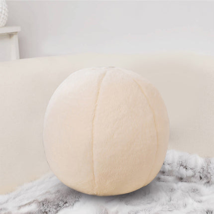 11.8 inch Ball Pillow Nordic Round Throw Pillows Boucle Ball Pillow Sphere Shaped Pillow Round Decorative Pillow for Couch, Sofa, Bedroom White.