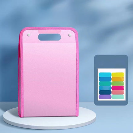Portable Vertical Expanding Accordion Folder with 13 Pockets, Large Capacity File Organizer Bag A4 Letter Size P-ink.