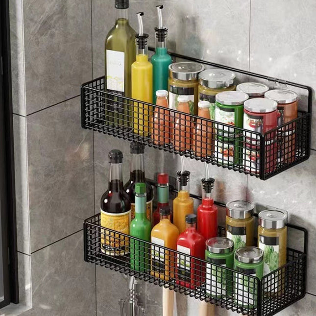 Hanging Floating Shelves, 2 Sets Of Wall Mounted Shelves For Wall Storage, Hanging Storage Shelf For Bathroom, Living Room, Bedroom, Kitchen Seasoning Rack Shower Toiletries Basket Black.