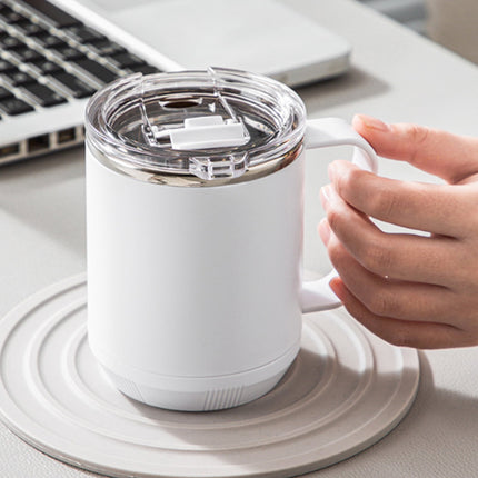 Coffee Mug With Handle, Insulated Stainless Steel Coffee Travel Mug, Reusable Coffee Cup With Lid, Microwave Safe Cups, For Tea, Latte, Cocoa, Milk, Office And Home Tea Cup White.
