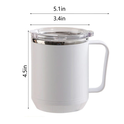 Coffee Mug With Handle, Insulated Stainless Steel Coffee Travel Mug, Reusable Coffee Cup With Lid, Microwave Safe Cups, For Tea, Latte, Cocoa, Milk, Office And Home Tea Cup White.
