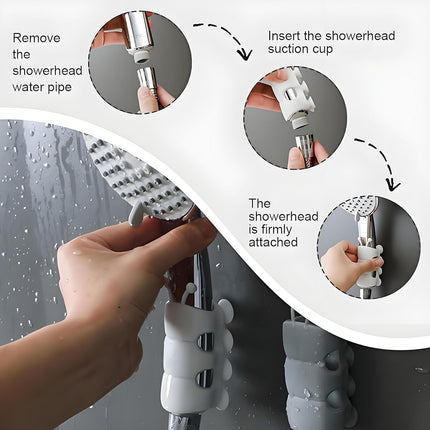 Silicone Shower Head Holder, 2024 New Universal Relocatable Shower Head Suction Cup Holder, Adjustable Shower Holder for Bathroom Non Drilling 2PCS Gray.