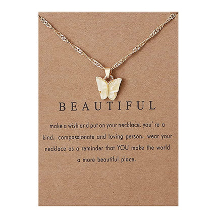 Colorful Acrylic Butterfly Pendant Necklace Bohemian Adjustable Retro Card Clavicle Chain Insect Animal Necklace for Women Friend Friendship Party Jewelry Gift Black.