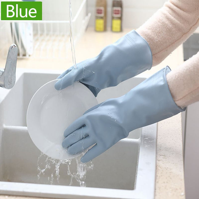 1 Pairs Rubber Gloves for Dishwashing Cleaning, Cotton Lined Household Gloves, Waterproof Gloves for Kitchen Bathroom, Reusable Gloves, Food Grade Non-Slip Household Kitchen Gloves Light blue,M.