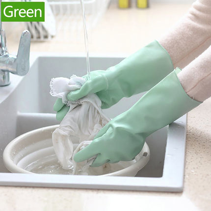 1 Pairs Rubber Gloves for Dishwashing Cleaning, Cotton Lined Household Gloves, Waterproof Gloves for Kitchen Bathroom, Reusable Gloves, Food Grade Non-Slip Household Kitchen Gloves Mint Green,L.
