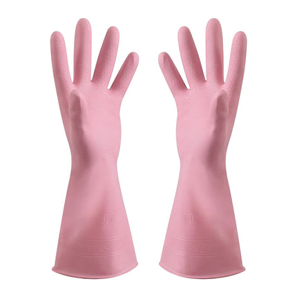 1 Pairs Rubber Gloves for Dishwashing Cleaning, Cotton Lined Household Gloves, Waterproof Gloves for Kitchen Bathroom, Reusable Gloves, Food Grade Non-Slip Household Kitchen Gloves Pink,L.