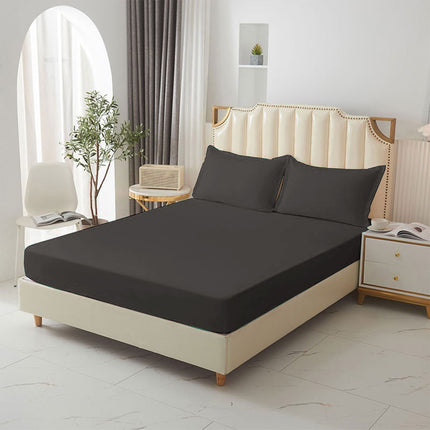 King Size Fitted Sheet, 100% Egyptian Cotton, Deep Pocket Premium Cotton Mattress Sheet,Double Bed Fitted Sheet Piece Non-Slip Fixed Bed Cover All-Inclusive Mattress Protection Bed Cover Black.